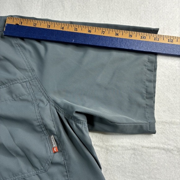 SIMMS Shirt Men's Large Blue Short Sleeve Button Down Performance Fishing Vented - Picture 13 of 16